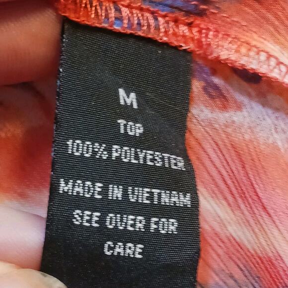 By & By Top Sheer Cold Shoulder Short Sleeve Keyhole Orange Women's Medium EUC - Picture 4 of 10